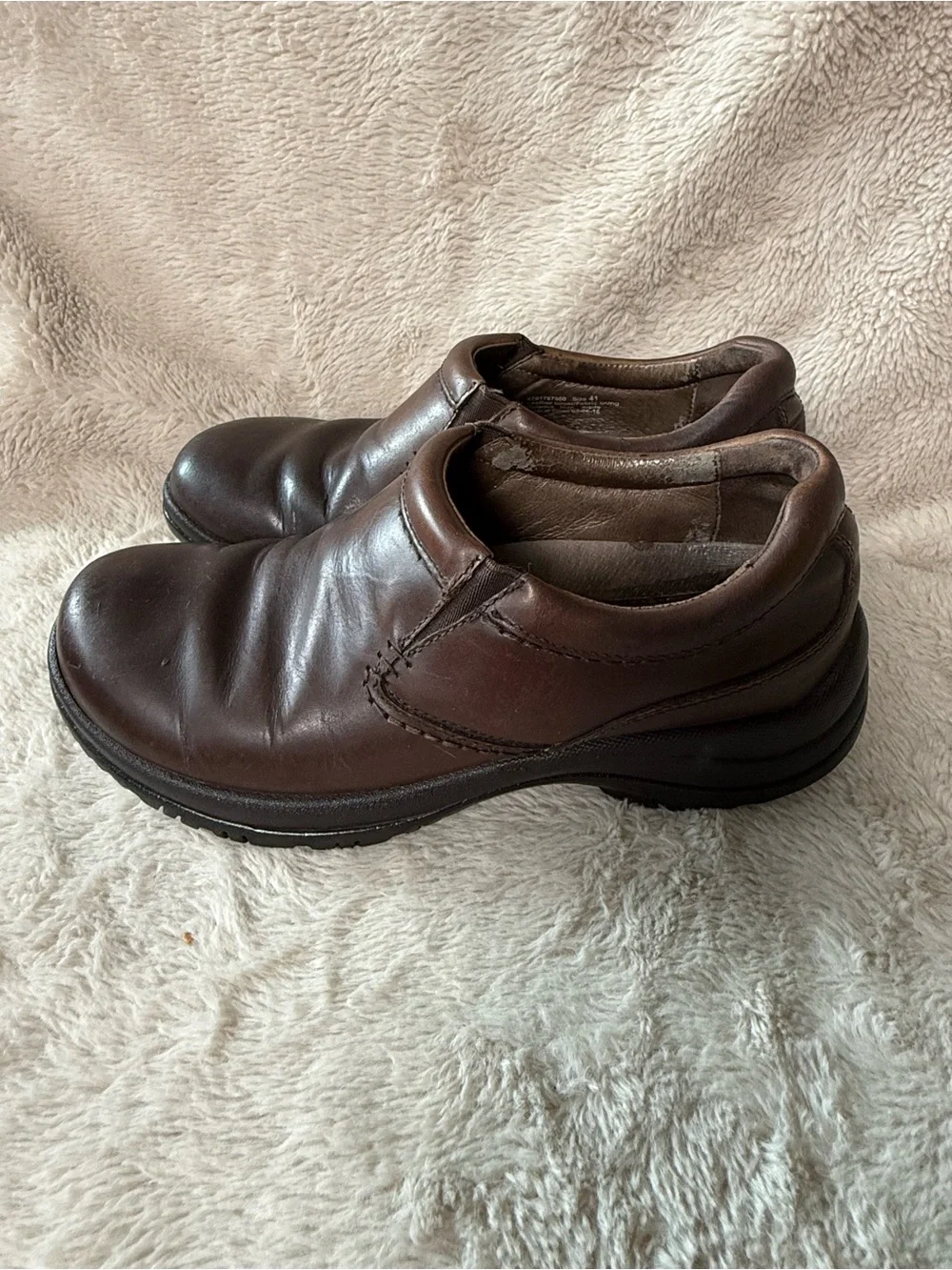 Dansko Men's Wynn Closed-Back Pro Slip-On Clog Sz 41 Non-Slip Brown Leather